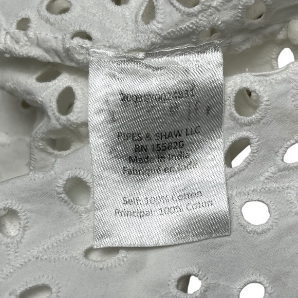 Veronica Beard Calisata Ruffled Eyelet-Embroidered Top White Cotton Size 2 - Picture 9 of 11